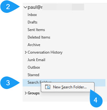 Outlook Create New Search Folder.